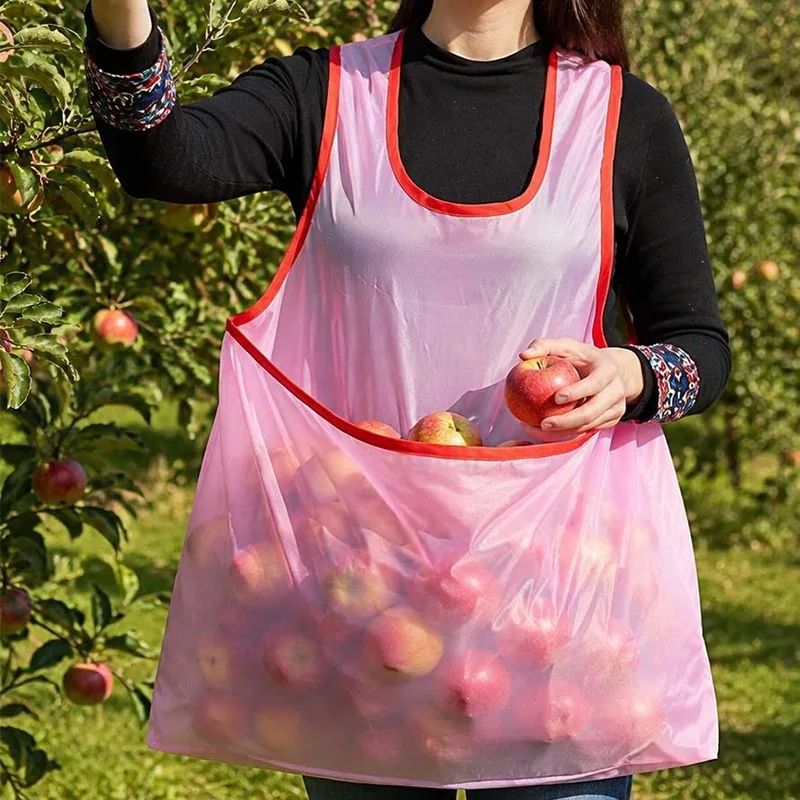Multifunctional Garden Harvest Apron Fruit Picking Bag Sleeveless Pullover Storage Pouch for Vegetable Berry Drying Clothes Tool