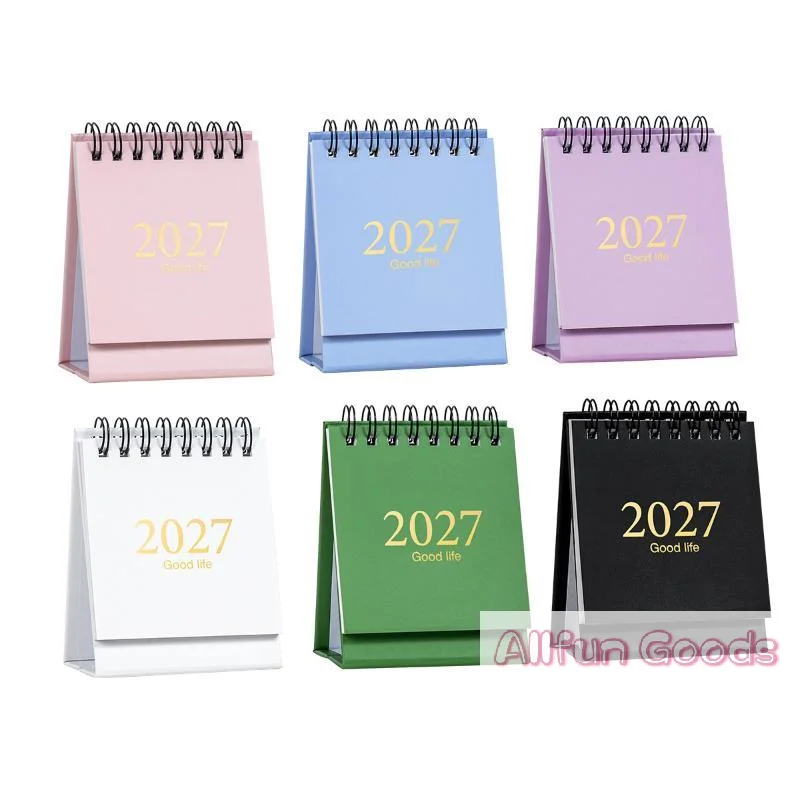 1Pcs 2027 Morandi Color Mini Desk Calendar 18 Months Desktop Plan Calendar Memo Message Small Ornaments Office Supplies Students view 4