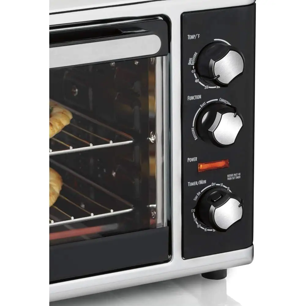 سعة كبيرة جدًا لفرن الحمل الحراري على سطح الطاولة، مشواة خبز المقالي اللاحم، رف 2 ساعة، إيقاف تلقائي للطهي الموقت