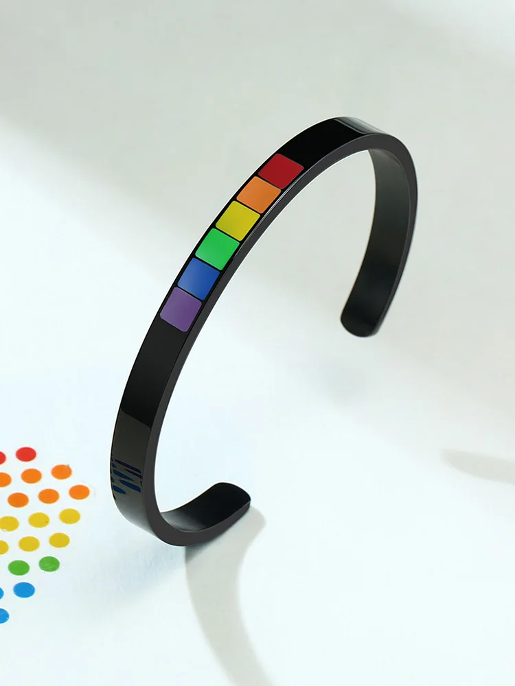 أساور Rainbow Love Pride ، سوار الكفة المينا من الفولاذ المقاوم للصدأ المثلي والمثليات ، الصيف ، الجديد