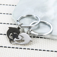1 Pair Steel Dolphin Couple Key Ring Sweet Key Chains DIY Jewelry Gifts