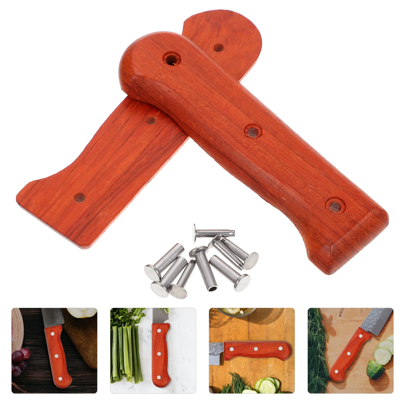 1Set Cutter Handle Wood Replacement Kitchen Cutter Grip Ergonomic Comfortable Hand Grip for Knifes Accessories