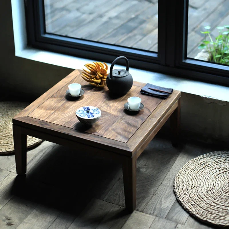 Japanese-style small coffee table casual bay window table, tatami ash wood pine pure solid wood tea table