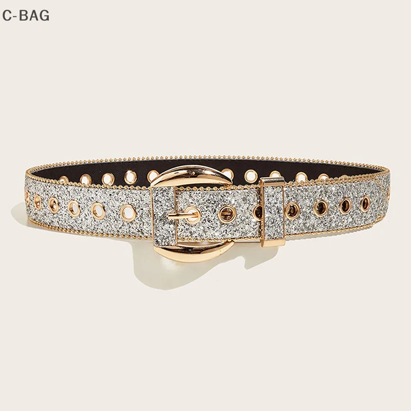 القوطي فاسق حزام المرأة موضة حجر الراين حزام فتاة الزخرفية الجينز حزام عريض روك الرجال النساء حزام الموضة