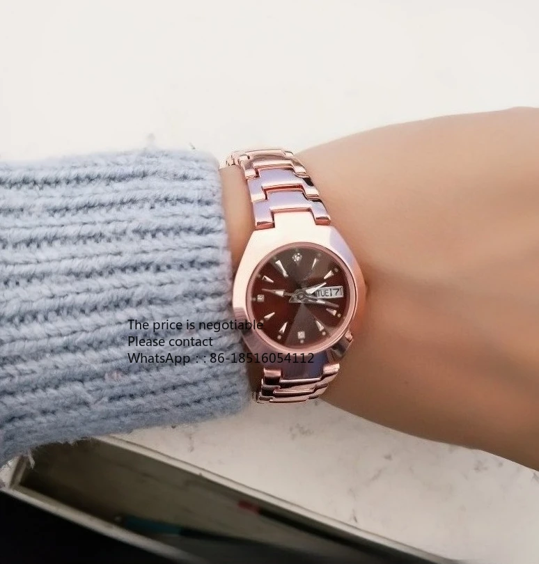 

Механические часы из вольфрамовой стали, цветная стальная полоса, часы для пар, светящийся календарь для мужчин и женщин, водонепроницаемые студенческие часы