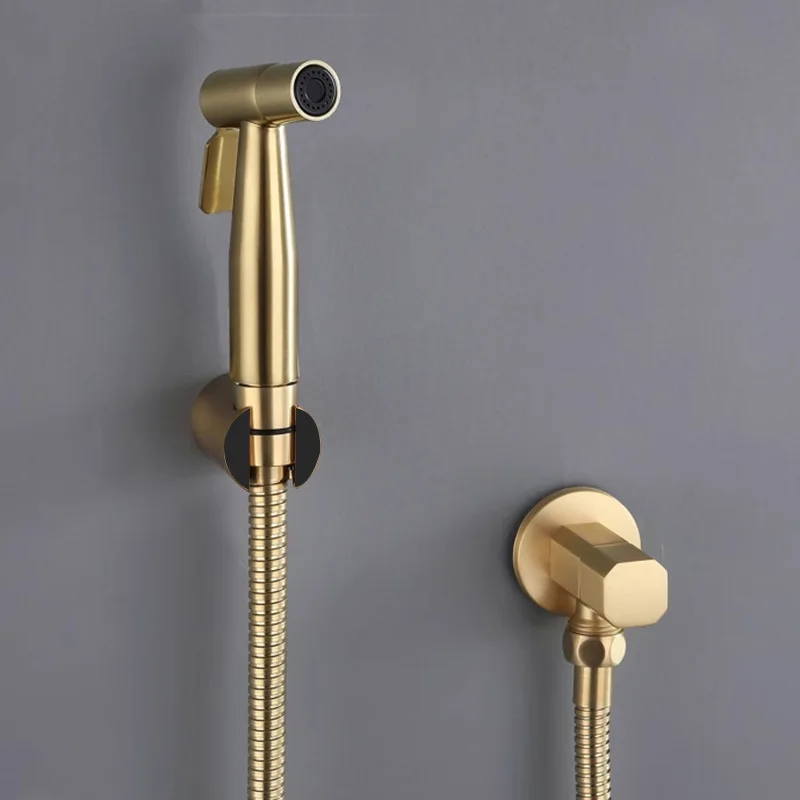 

Brushed Gold Toilet Bidet Faucet Cold Water Grey Toilet Sprayer Kit Brass Hand-Held Toilet Faucet Sprayer Shower Head Black