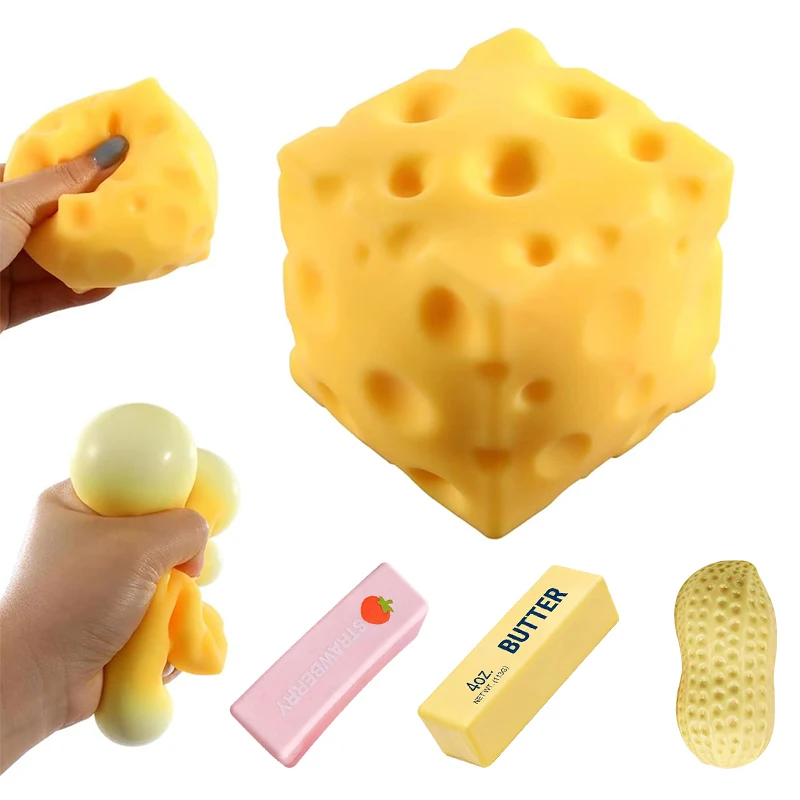 Soft Realistic Slow Rebound Cheese Block Butter Stick Squeeze Stress Relief Gadget Desk Office Accessory Funny Anti-Anxiety Gift