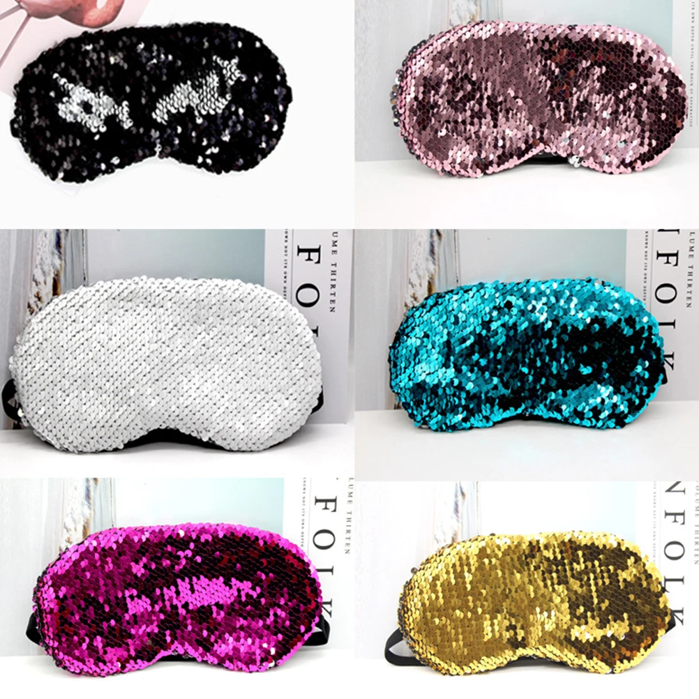 

6 pcs Sequin Eye Mask Comfortable Long Term Use Mermaid Sleep Patch Fashion Blindfold Travel Home Hotel Train Light Blocking