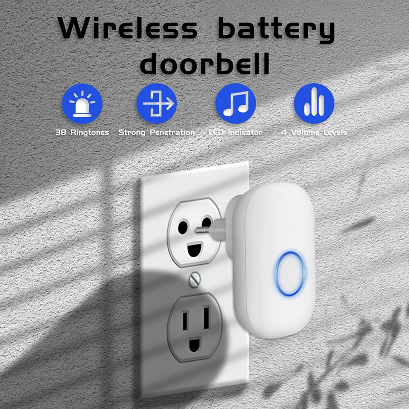 Imagem -02 - Jeatone-sem Fio Bem-vindo Smart Doorbell Home Security Alarm Volumes Nível Luz Led 38 Canções de Longa Distância 200 Metros