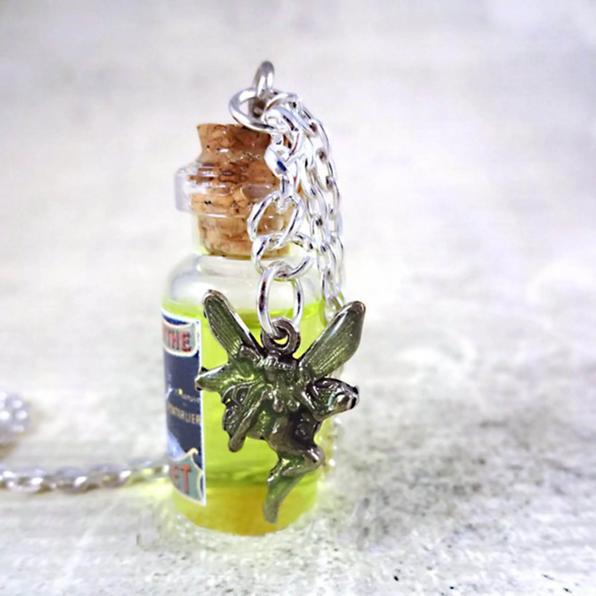 Absinthe Jewelry Antique Absinthe Glass Bottle Necklace Green Fairy Charm Potion Vial Absinthe Fairy Necklace Charm Halloween