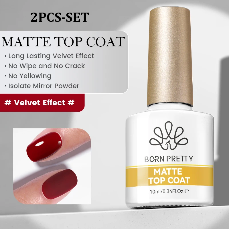 BORN PRETTY 10ml Mattierender Top Coat Puderresistenter Anti-Kleber Maniküre-Gel Semi-Permanent Abziehbarer Gel-Nagellack Dekorationswerkzeuge – Detail 2
