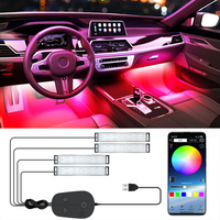 USB Neon Car Interior Decorative Lamps Strips Atmosphere Lights  Remote Music App Control RGB  LED Ambient Lights Party Lamps