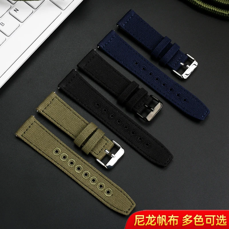 Ремешок для часов из быстросъемной ткани, дышащий матовый браслет для наручных часов с низом из воловьей кожи, спортивные мужские аксессуары для Гамильтона Citizen, 22 мм