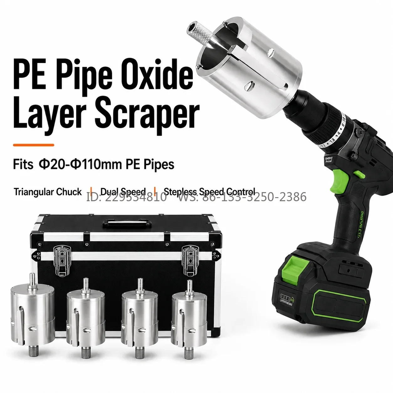 20-110mm PE Pipe Electric Rotary Scraper Sleeve Type Oxide Layer Removal Tool for Gas Pipe Steel Wire Skeleton Plastic Pipe
