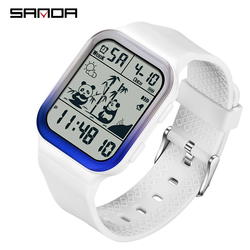 SANDA-reloj Digital LED para hombre y mujer, pulsera deportiva electrónica resistente al agua con diseño militar, ideal para estudiantes, regalo para niños y niñas