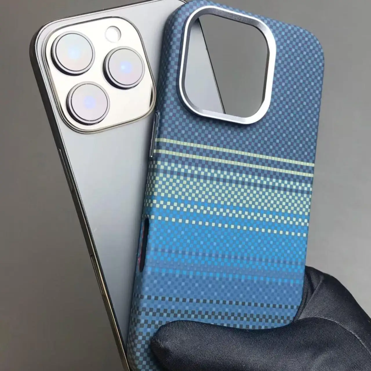 For iPhone 17 16 15 14 Pro Max Metal Button Case Luxury Carbon Fiber Pattern Wireless Charging Shockproof Magnetic Cover ﻿ - Image 3