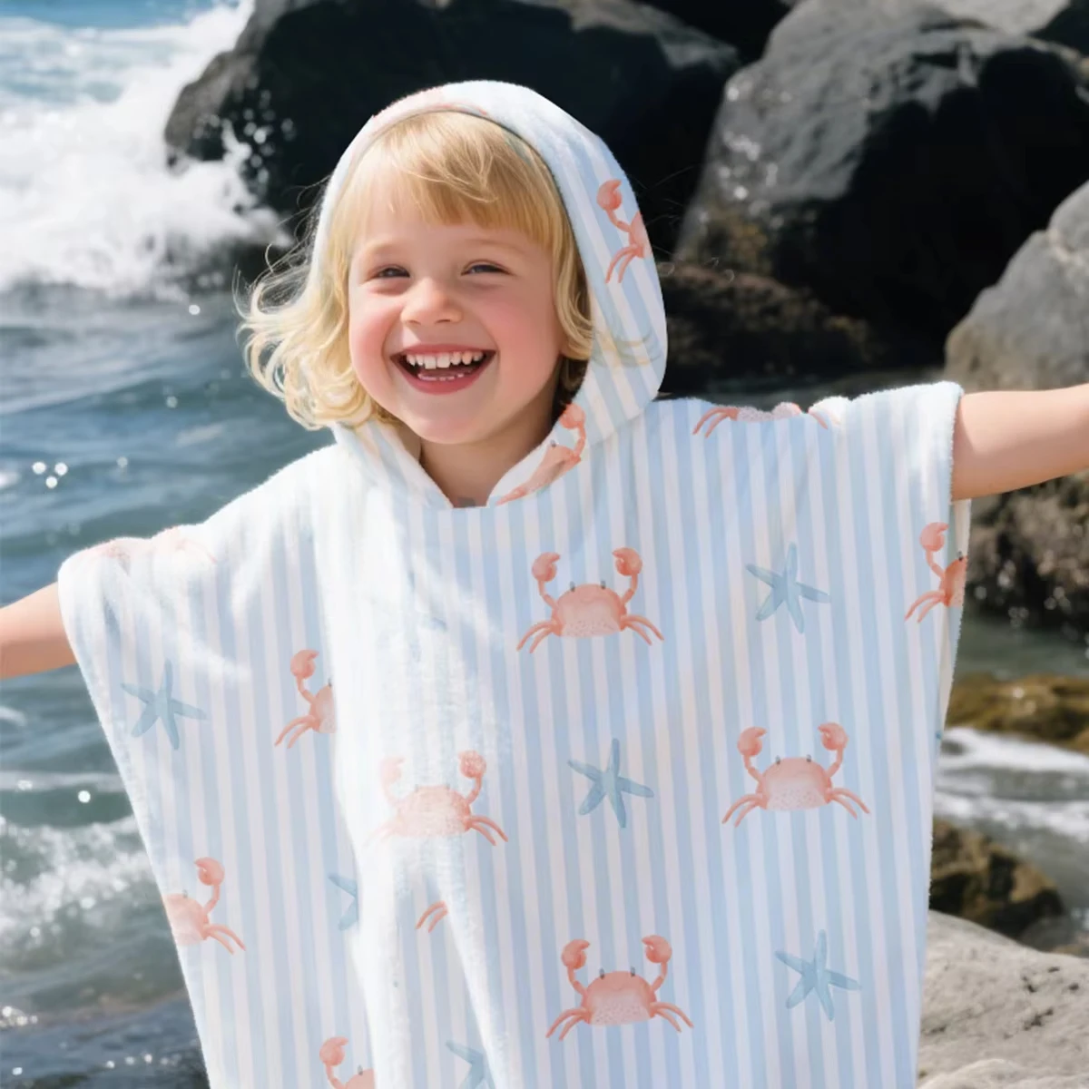 Kinder-Bademantel mit Kapuze Weicher Schnelltrocknender Strandtuch-Bademantel für Jungen & Mädchen 2-6 Jahre Feuchtigkeitsabsorbierendes Kinder-Handtuch