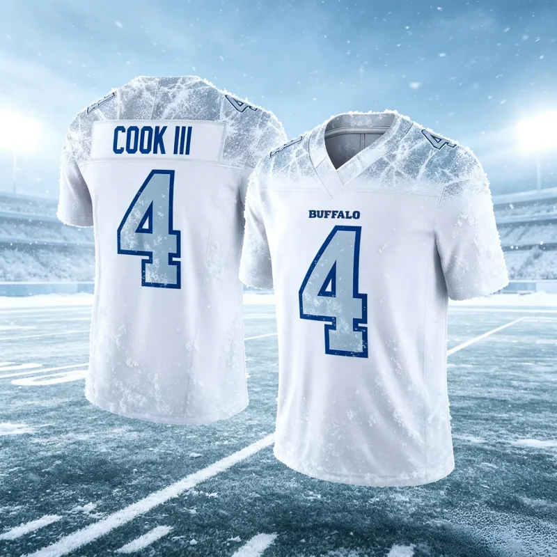 Buffalo Bill # 17 Josh Allen Trikot Weiß V-Ausschnitt mit Name und Nummer, Kurzarm-Sporttrikot, geeignet für Fans und Familien. – Detail 4