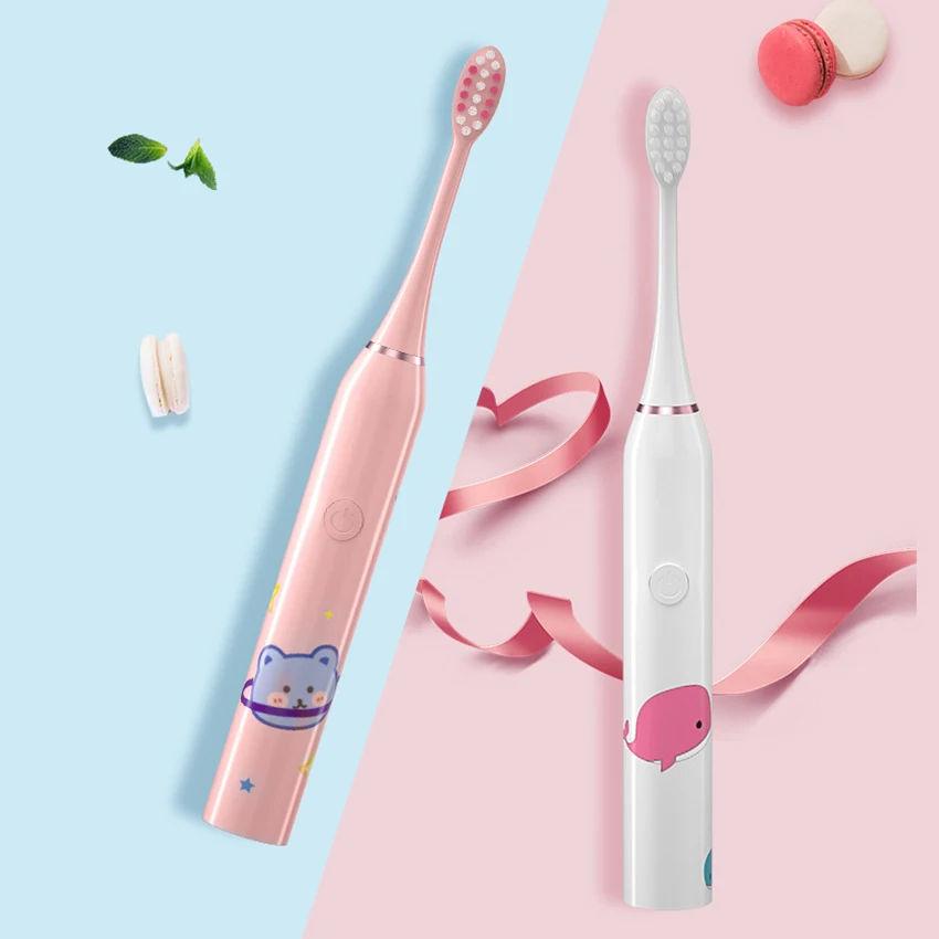 Bàn Chải Đánh Răng Điện Trẻ Em Sạc USB Âm Răng Bàn Chải Hẹn Giờ Thông Minh 5 Chế Độ IPX7 Chống Nước Hoa Văn Hoạt Hình Cho Trẻ Em