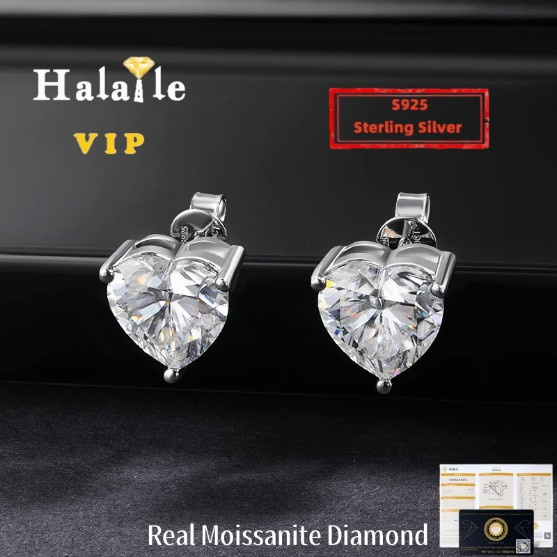 

Halaile 1-4ct D Color Heart Cut Moissanite Stud Earrings For Women With GRA S925 Silver Sparkling Engagement Fine Jewelry