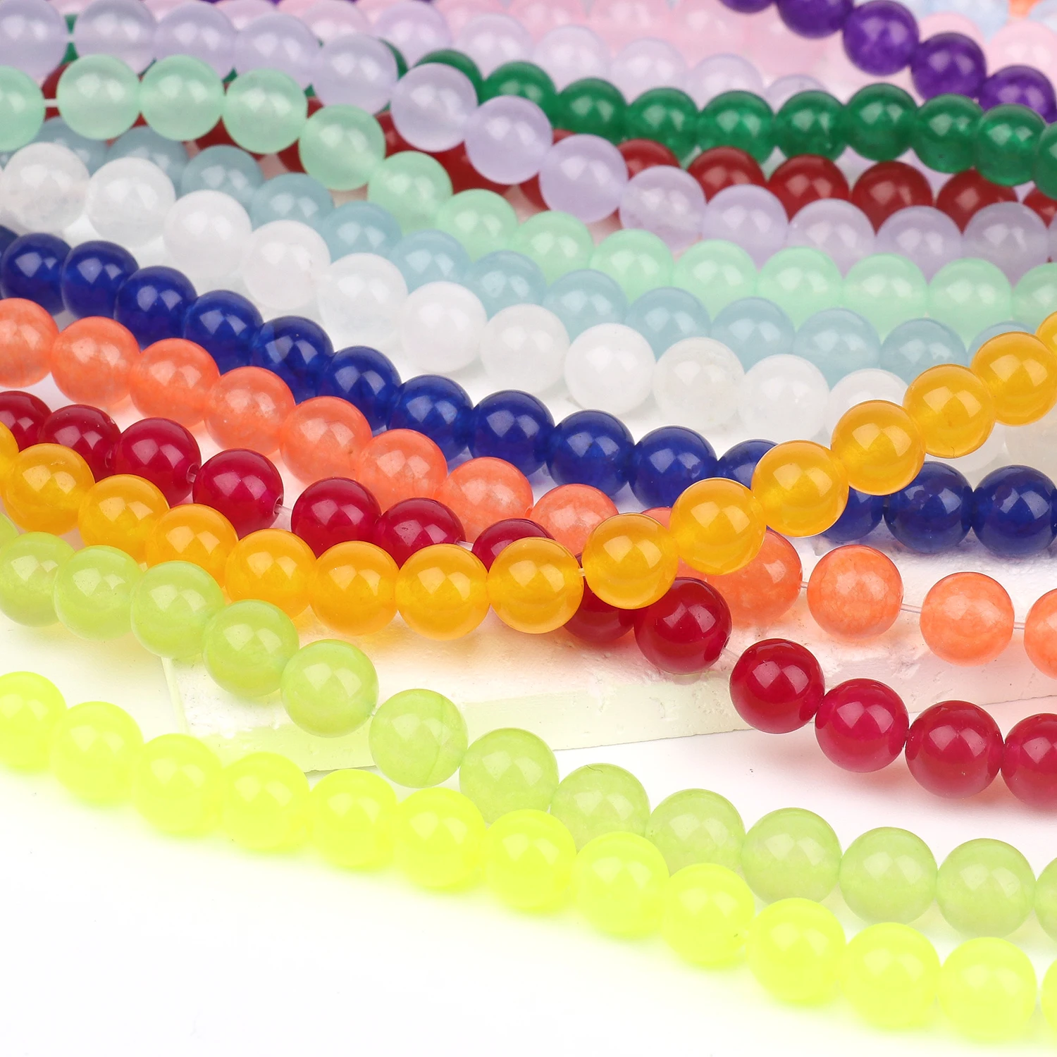 Multi-color Chalcedony Natural Jades Stones Beads Round  Loose Spacer Bedas DIY Bracelets Accessories for Jewelry Making