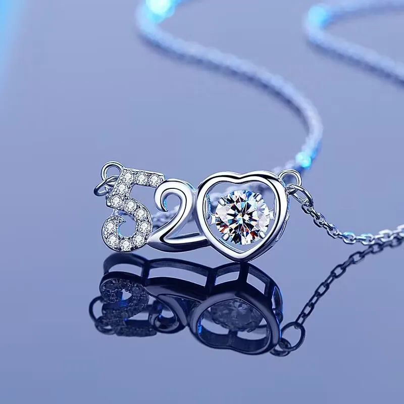 

Sweet 520 Dynamic 925 Sterling Silver Fashion Charm Jewelry Women's Necklace Beating Heart Lock Bone Chain Valentine's Day Gift