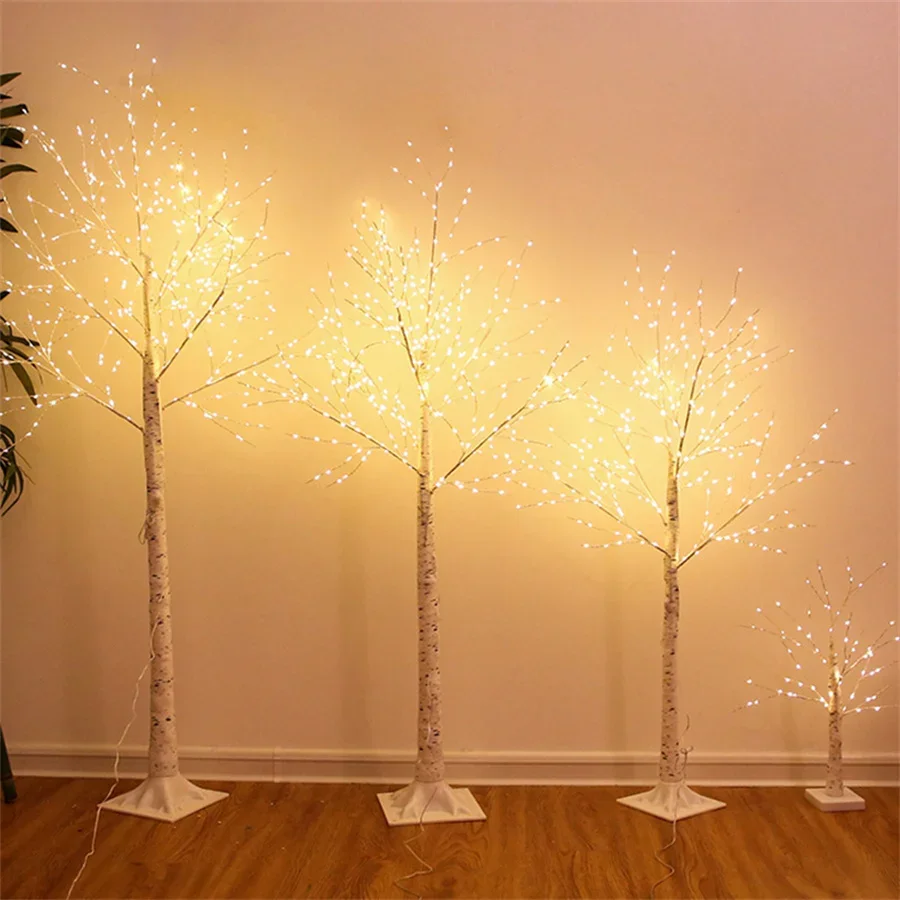 

0.6M 1.8M Lighted Birch Tree Christmas Twig Fairy Light Artificial White Birch Tree Garland Light Outdoor Party Holiday Decor