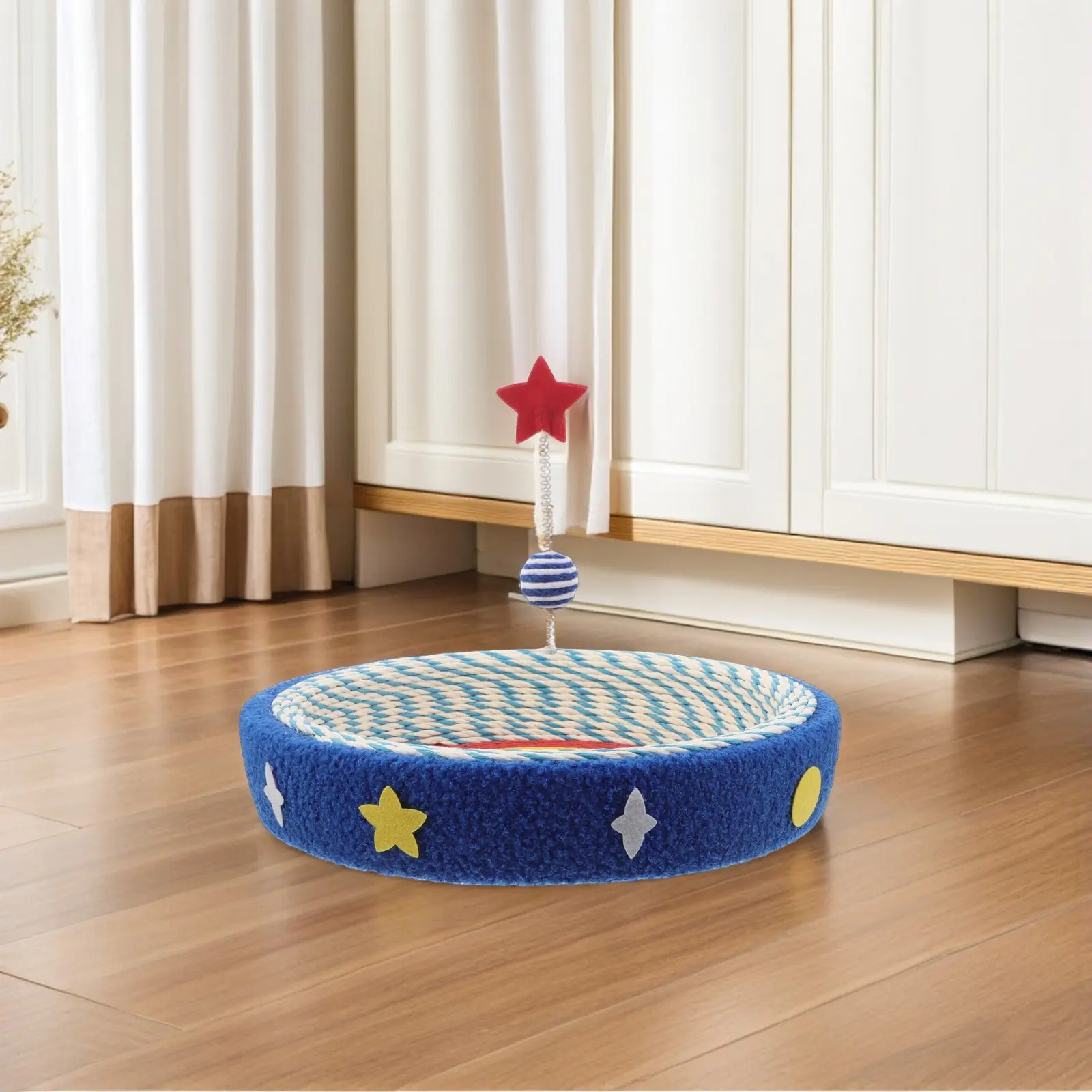 

Sisal Cat Scratcher Bed Round Woven Kitten Lounge Nest Compact Design for Furniture Protection Cozy Cat Resting Spot At Home