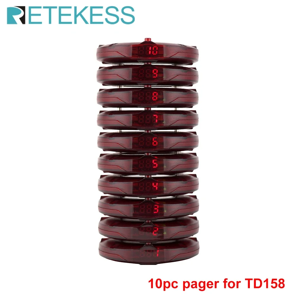 RETEKESS 10pc Wireless Buzzer Receivers TD158 Restaurant Paging System for Cafe Food Court Clinic - Queue Call Notification