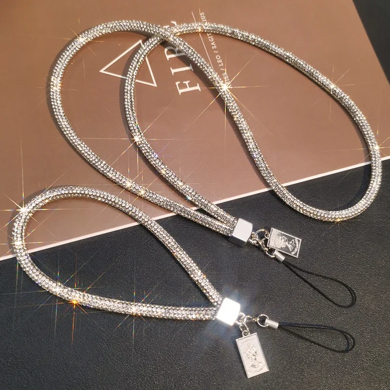 Long and Short Wrist Style Rhinestone Pendant Mobile Phone Lanyard Full Diamond Pendant Colorful Long Neck Strap Anti Loss Sling