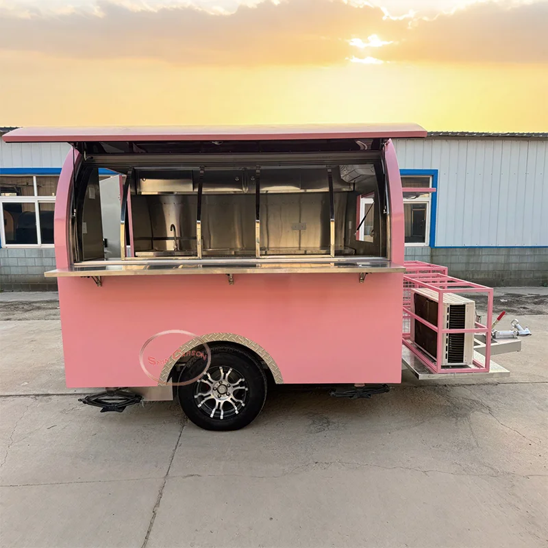 Commercial Standards Food Trailer Cart Mobile Ice Cream & Coffee Van with Fully Equipped Kitchen for Sale for Candy Application