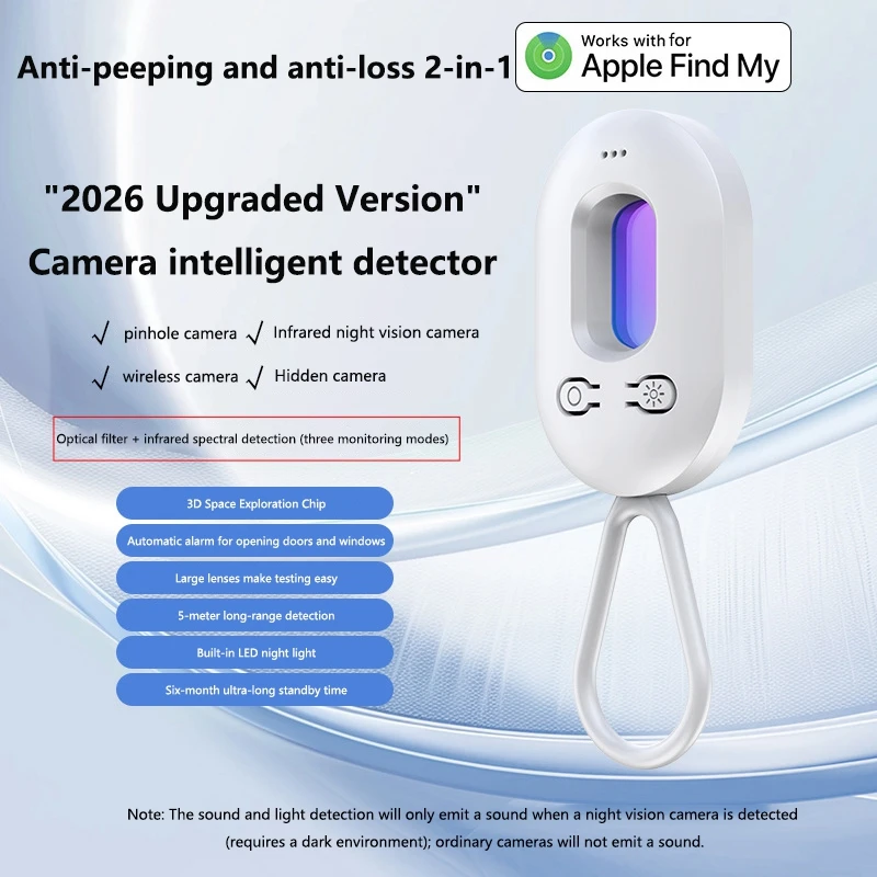 

Детектор скрытых камер 2-в-1 с функцией защиты от подглядывания и смарт-трекером для путешествий и отелей: улучшенная защита конфиденциальности