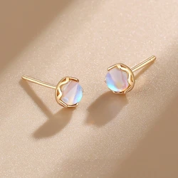 Silver Color Moonstone Stud Earrings for Women Personality Mini Simple Design Earring Korean Style Charm Jewelry Aretes De Mujer