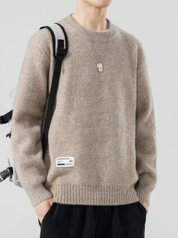 

Мужской трикотаж Thiened Round Ne, зимний теплый полосатый базовый слой, модный свитер с ленивым рукавом, удобное пальто стандартного кроя, длинный...