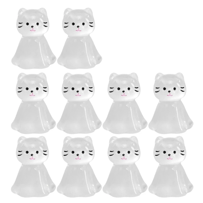 Set of 10 Enchanting Cats with Cape Miniature Landscape Decors Glows in Dark Figurines Ornaments for Indoor Setting