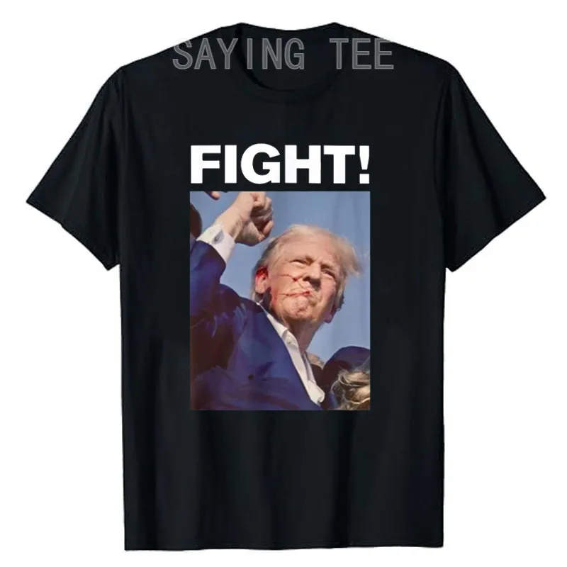 Fight! Trump Shot, Trump Rally T-Shirt 2024 Election Campaign Tee Short Sleeve Blouses Make America Great Again Graphic Top Gift