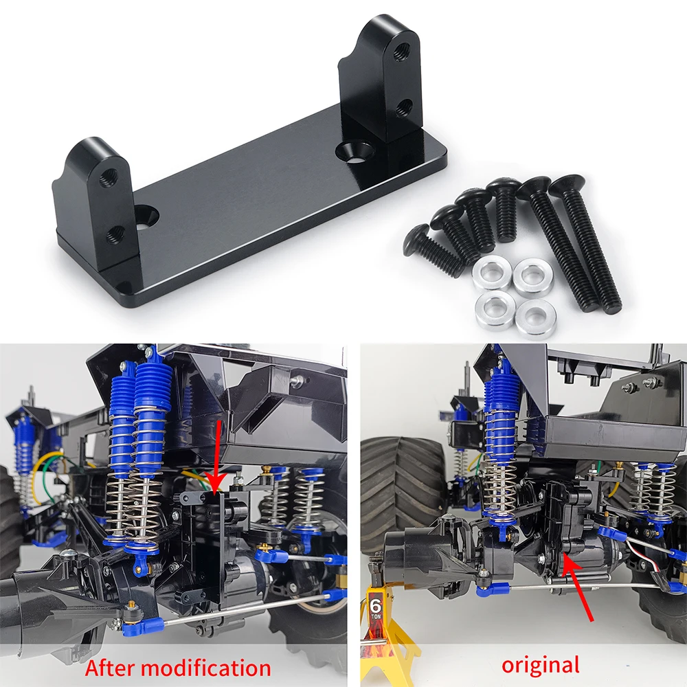 Podpora stała do montażu serwomechanizmu ze stopu aluminium YEAHRUN dla Tamiya 1/10 Clod buster 4 × 4 × 4 Monster Truck części zamienne modelu