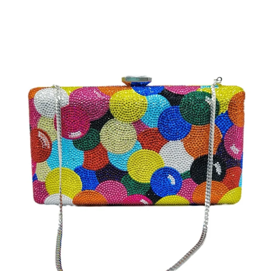 

Rainbow Bubble Diamond Dinner Bag Banquet Handbag Rhinestone Clutch Crystal-Embellished Party Clutch Carteras De Mujer De Bolsos