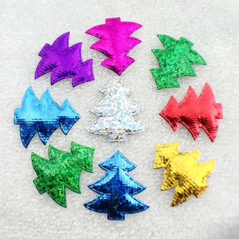 80PCS/lot 32*34mm Cloth Sequins patches  icon Christmas tree Appliques riverdale qatar uae -C52A