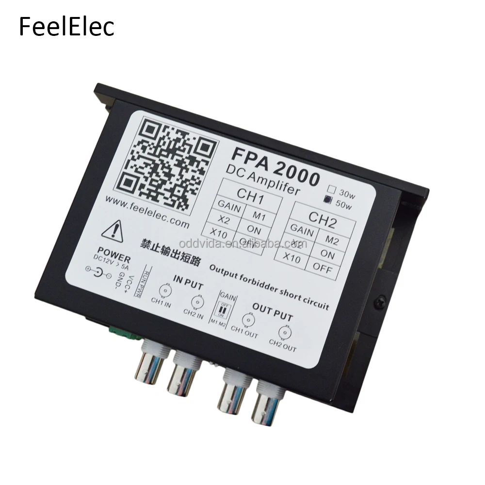 FPA2000-30W FPA2000 50W Dual Channel Power Amplifiers Sine Wave Bandwidth 100KHz Output 100Vpp 1A DC12V Single Power Supply