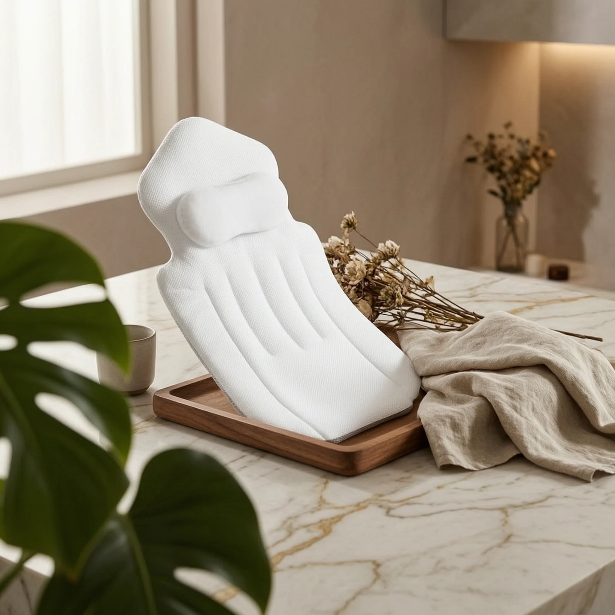 Bathtub Reclining Cushion Padded Full Body Bath Pillow Spa Bath Pillow Mesh Bathtub Headrest Textured