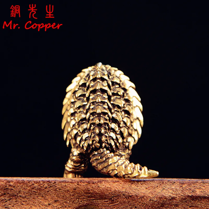 Pangolin Miniatures Figurines Brass Animal Small Statue Desktop Ornaments Tea Pets Vintage Home Decorations Crafts Accessories