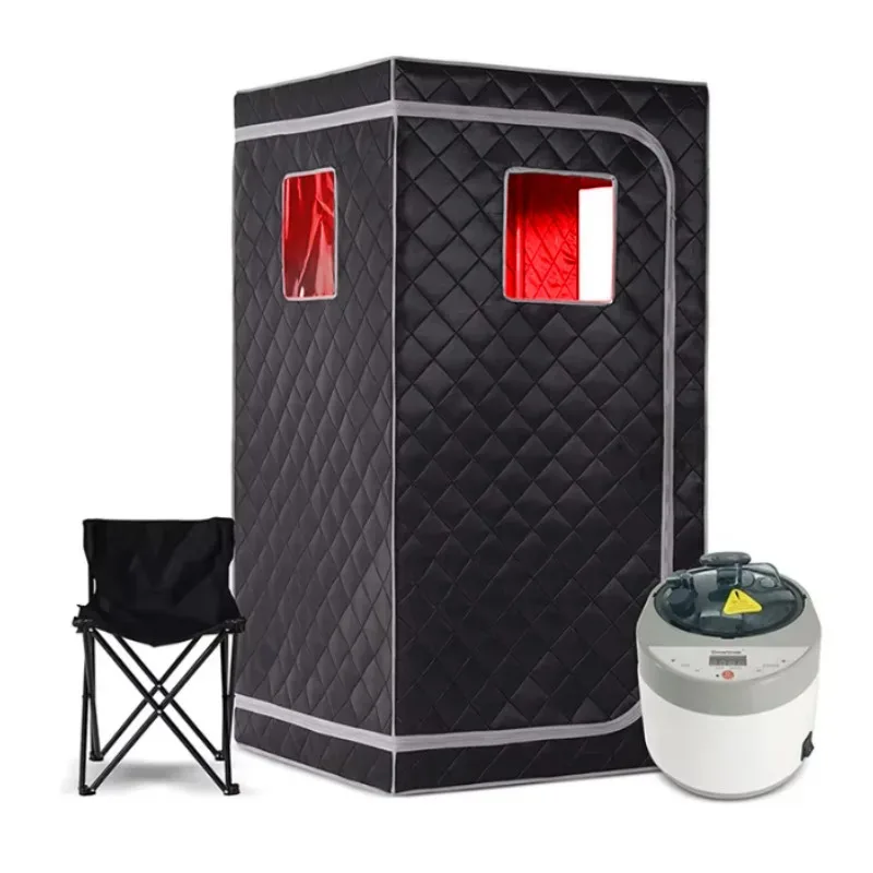 Portable Full Body Steam Sauna with 660nm Red Light Therapy 4L Capacity Folding Chair Included Home Spa Relaxation Device