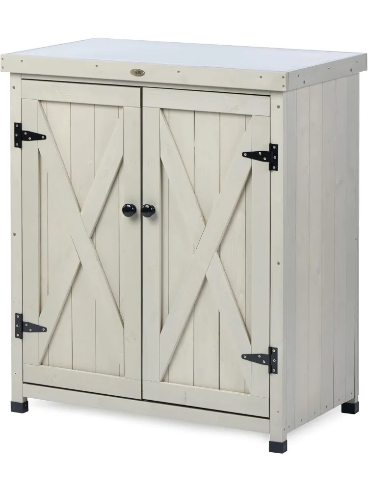 

Шкафы для хранения вещей, устойчивые к атмосферным воздействиям для патио, садовая рабочая скамейка с полками и металлической столешницей, деревянный горшок, рабочие станки