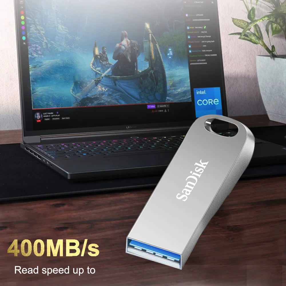 

Флэш-накопитель SanDisk Ultra Luxe USB 3.2 32 ГБ, 64 ГБ, 128 ГБ, 256 ГБ, 512 ГБ, скорость чтения до 150 МБ/с-400 МБ/с, металлический U-диск