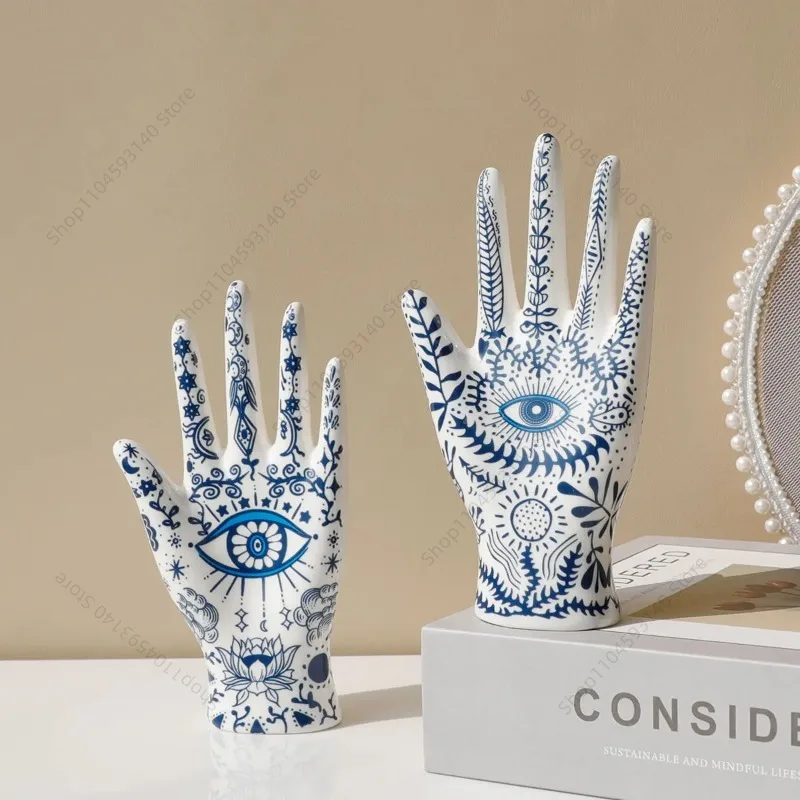 

SIQIZHOU Devil's Eye of Fatima Jewelry Display Holde Ceramic Mannequin Hand Stand Designed for Necklaces, Bracelets, Rings