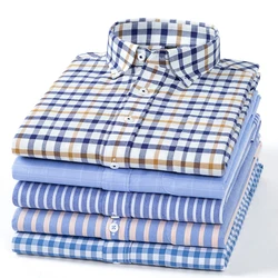 Chemise à manches longues pour hommes, 2023 coton pur, à rayures Oxford, Plaid Business décontracté, haute qualité, chemise à boutons, nouveauté