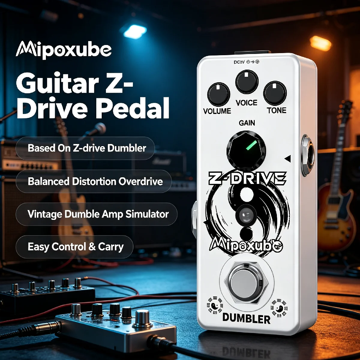 Mipoxube Zen-Drive Overdrive Guitar Effect Pedal Dumble Amp Simulator Smooth Transition from Overdrive to Distortion Dumble AMP