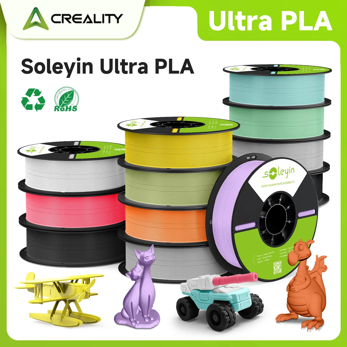 

Soleyin Ultra PLA Filament 12Rolls 1.75mm 3D Printer High Quality Filament Muiti Color Vacuum Eco-Friendly for Creality Ender 3