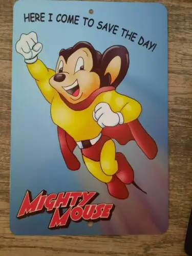 Mighty Mouse Classic Cartoon 8x12 Metal Wall Sign